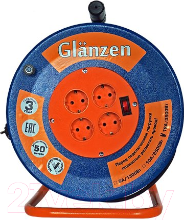 Изображение товара Удлинитель на катушке Glanzen EB-50-009