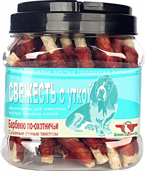 Изображение товара Лакомство для собак Green QZin Свежесть 2 Сушеные утиные твистеры (750г)
