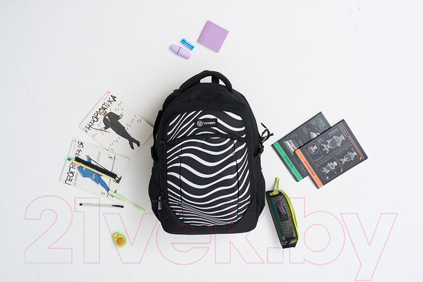 Изображение товара Школьный рюкзак Torber Class X Зебра / T9355-22-ZEB (черный/белый)