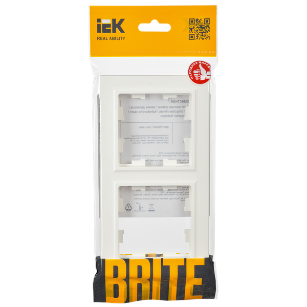 Изображение товара Рамка для выключателей и розеток IEK Brite BR-M22-K01 (белый, 2 поста)