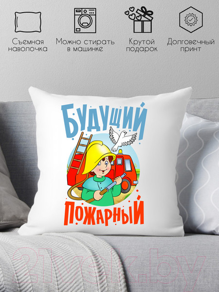 Изображение товара Подушка декоративная Print Style Будущий пожарный / 40x40plat137