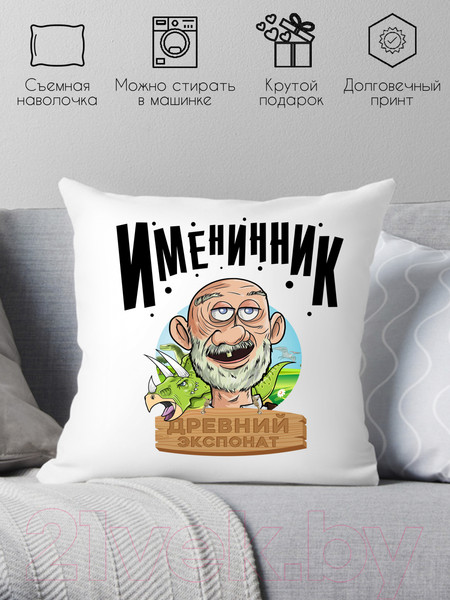 Изображение товара Подушка декоративная Print Style Именинник - древний экспонат / 40x40plat138