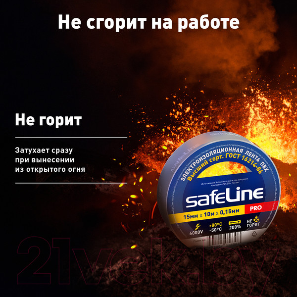 Изображение товара Набор изолент Safeline 15ммx10м 12121 (10шт, серо-стальной)