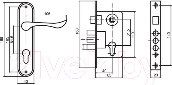 Изображение товара Замок врезной Loid LH 7036 - X11PC (хром блестящий)
