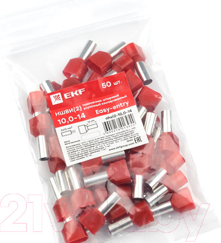 Изображение товара Набор наконечников-гильз для кабеля EKF PROxima Nhvi2-10.0-14 (50шт)