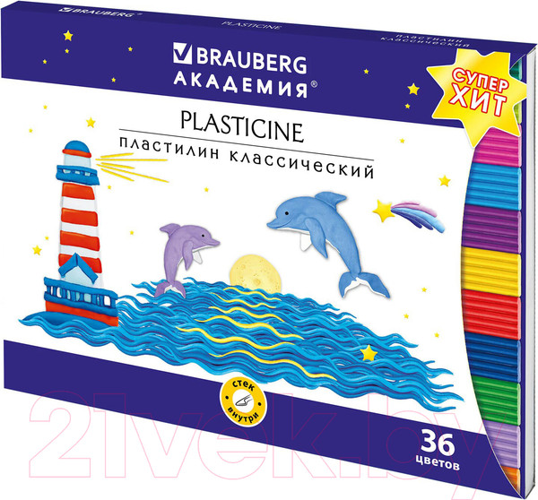 Изображение товара Пластилин Brauberg Академия Хит / 106425 (36цв)