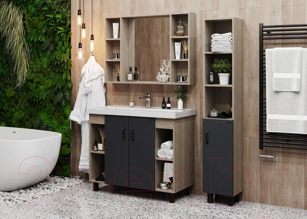 Изображение товара Тумба под умывальник Onika Тимбер 100.10 / 110010 (серый матовый/дуб сонома)