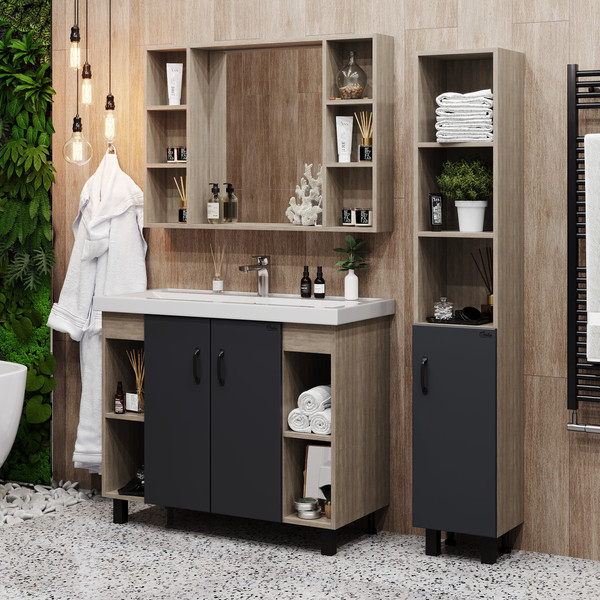 Изображение товара Тумба под умывальник Onika Тимбер 100.10 / 110010 (серый матовый/дуб сонома)