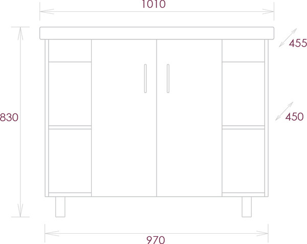 Изображение товара Тумба под умывальник Onika Тимбер 100.10 / 110010 (серый матовый/дуб сонома)