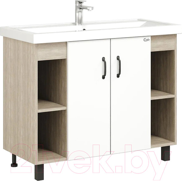Изображение товара Тумба под умывальник Onika Тимбер 100.10 / 110011 (белый матовый/дуб сонома)