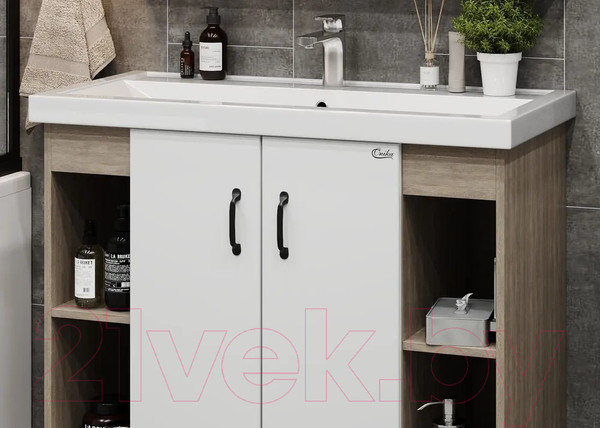 Изображение товара Тумба под умывальник Onika Тимбер 100.10 / 110011 (белый матовый/дуб сонома)