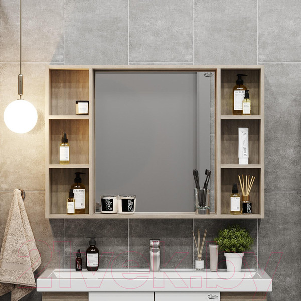 Изображение товара Шкаф с зеркалом для ванной Onika Тимбер Универсальный 100.00 / 210017 (дуб сонома)