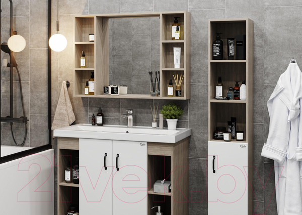 Изображение товара Шкаф с зеркалом для ванной Onika Тимбер Универсальный 100.00 / 210017 (дуб сонома)