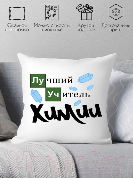 Изображение товара Подушка декоративная Print Style Лучший учитель химии / 40x40plat91