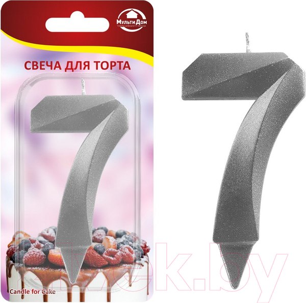 Изображение товара Свеча для торта Мультидом Грань Цифра 7 / МС5-27 (хром)