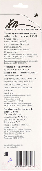 Изображение товара Набор кистей Художественные материалы Мастер-1 Дымка C-6958 (5шт)