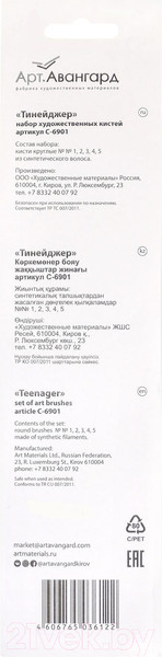 Изображение товара Набор кистей Художественные материалы Тинейджер С-6901 (5шт)