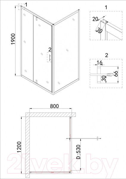 Изображение товара Душевой уголок Niagara Nova NG-0220-08 Black 120x80