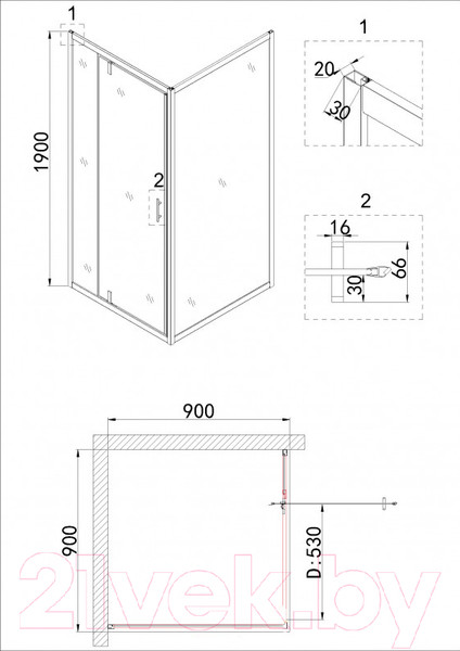 Изображение товара Душевой уголок Niagara Nova NG-0290-08 Black 90x90