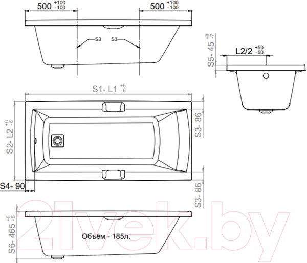 Изображение товара Ванна акриловая Triton Алекса 160x75 Стандарт Flat (с гидромассажем)