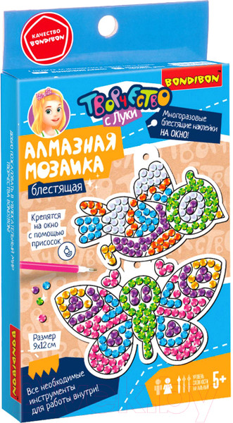 Изображение товара Набор алмазной вышивки Bondibon Наклейки на окно многоразовые 2 / ВВ5620