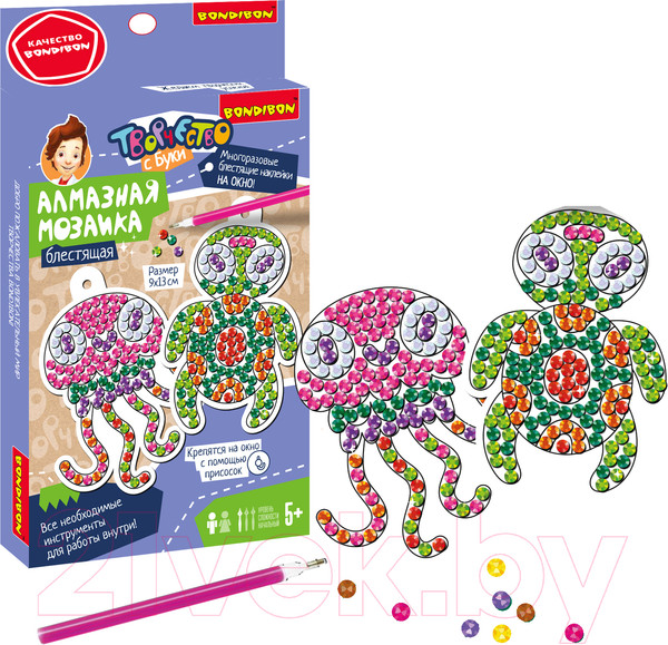 Изображение товара Набор алмазной вышивки Bondibon Наклейки на окно многоразовые 1 / ВВ5619