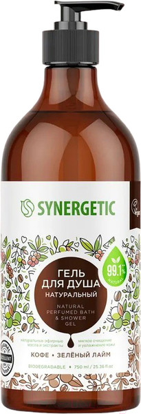 Изображение товара Гель для душа Synergetic Натуральный Биоразлагаемый Кофе и зеленый лайм (750мл)