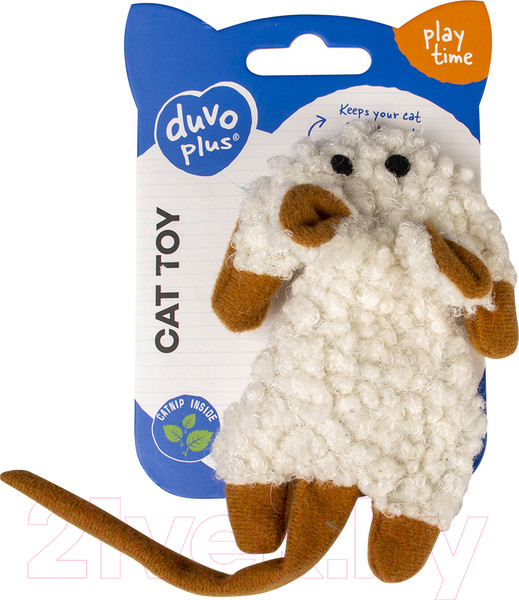 Изображение товара Игрушка для кошек Duvo Plus Кудрявая мышь / 12049/DV (белый/коричневый)