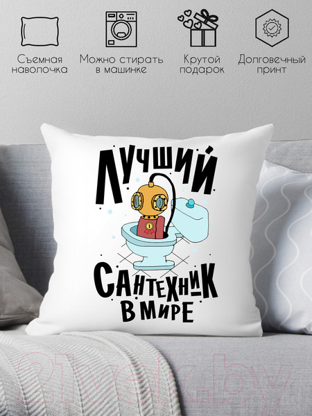 Изображение товара Подушка декоративная Print Style Лучший сантехник / 40x40plat144