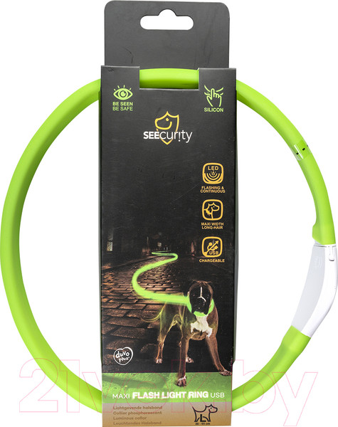 Изображение товара Ошейник Duvo Plus 13688/DV (силиконовый, светящийся, салатовый)