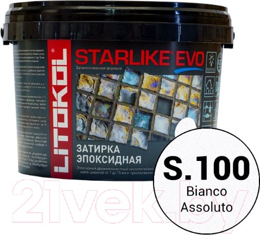 Изображение товара Фуга эпоксидная Litokol Эпоксидная Starlike Evo S.100 (1кг, экстра белый)