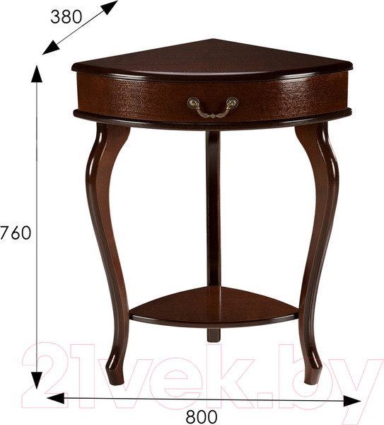 Изображение товара Консольный столик Мебелик Элегант угловой (орех)