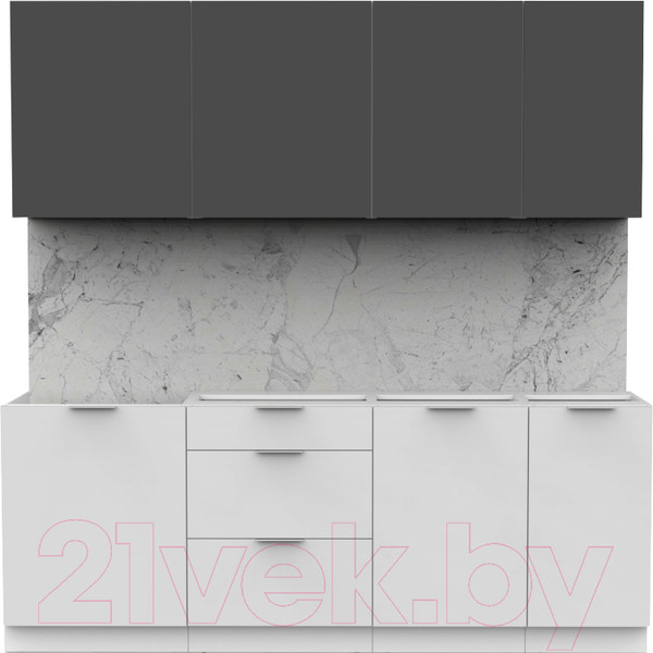 Изображение товара Кухонный гарнитур Интермебель Микс Топ-6 2.1м без столешницы (графит серый/белый премиум)