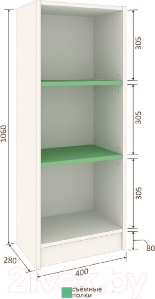 Изображение товара Стеллаж Кортекс-мебель Бинго 40x106 (белый)