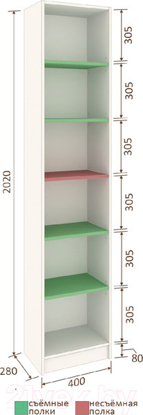 Изображение товара Стеллаж Кортекс-мебель Бинго 40x202 (береза)