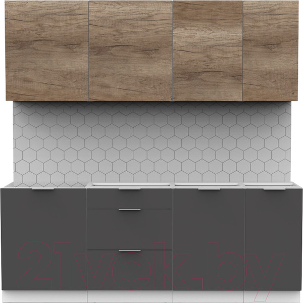 Изображение товара Кухонный гарнитур Интермебель Микс Топ-6 2.1м без столешницы (дуб каньон/графит серый)