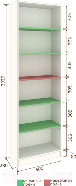 Изображение товара Стеллаж Кортекс-мебель Бинго 60x202 (белый)