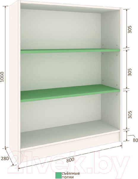 Изображение товара Стеллаж Кортекс-мебель Бинго 80x106 (береза)