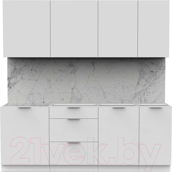 Изображение товара Кухонный гарнитур Интермебель Микс Топ-6 2.1м без столешницы (белый премиум)