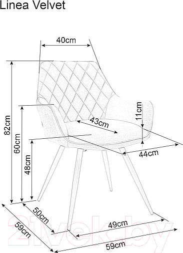Изображение товара Стул Signal Linea Velvet (бежевый/черный)