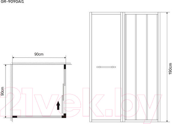 Изображение товара Душевой уголок Grossman Alba1 90x90x190 / GR-9090Al1