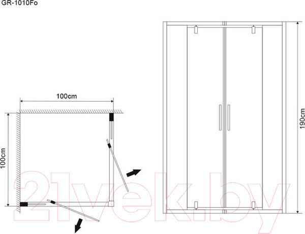 Изображение товара Душевой уголок Grossman Forta GR-1010Fo 100x100x190