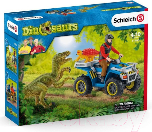 Изображение товара Набор фигурок коллекционных Schleich Побег на квадроцикле от велоцираптора / 41466