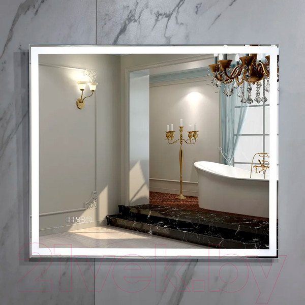 Изображение товара Зеркало Пекам Greta 60x50 / greta-60x50scl (с подсветкой, сенсором на прикосновение и часами)