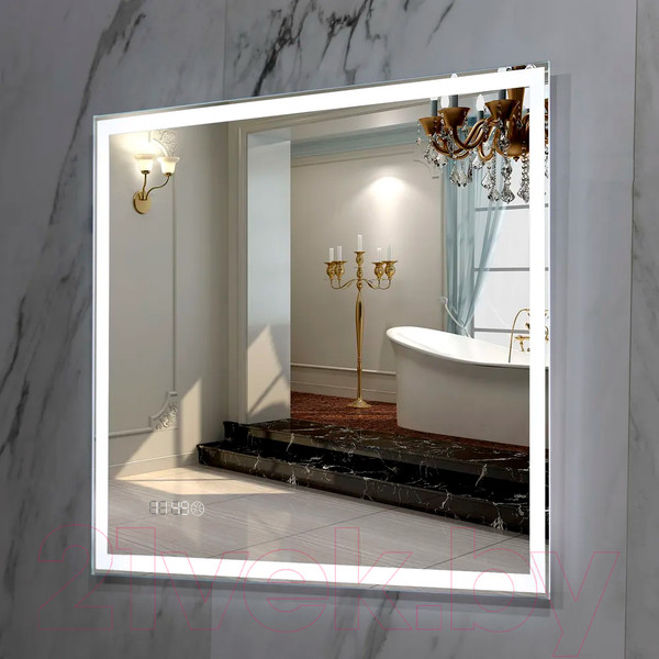 Изображение товара Зеркало Пекам Greta 60x50 / greta-60x50scl (с подсветкой, сенсором на прикосновение и часами)