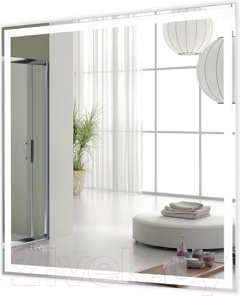 Изображение товара Зеркало Пекам Greta 60x60 / greta-60x60scl (с подсветкой, сенсором на прикосновение и часами)