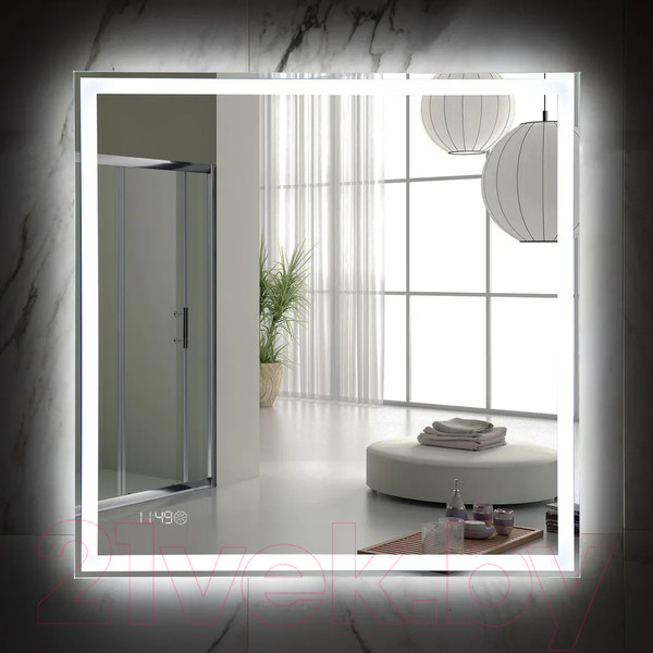 Изображение товара Зеркало Пекам Greta 60x60 / greta-60x60scl (с подсветкой, сенсором на прикосновение и часами)