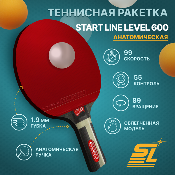 Изображение товара Ракетка для настольного тенниса Start Line Level 600 New / 12703 (анатомическая)