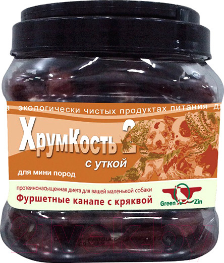 Изображение товара Лакомство для собак Green QZin Хрумкость 2 Сушеные гантельки с уткой (750г)