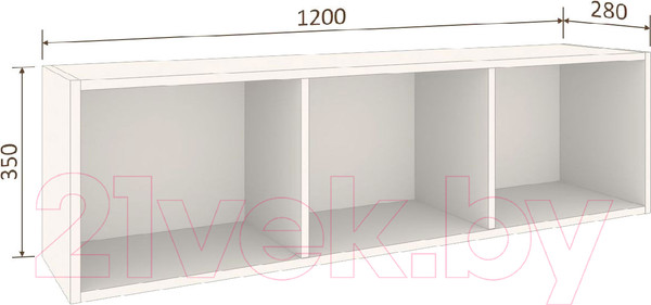 Изображение товара Полка-ячейка Кортекс-мебель 120x35 (дуб сонома)